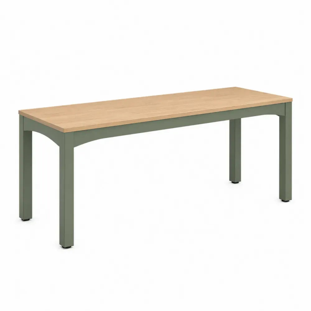 Escritorio rectangular con tablero de partículas efecto madera natural y estructura de acero verde grisáceo 120 x 60 x 75 cm