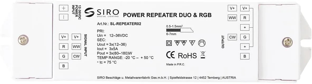 SIRO 12-36V/DC 12-36V, Stropní osvětlení, LED opakovač pro SL-DUO nebo RGB Led světla a pásky / DC, plast bílá, Bílá, 36V, 178 mm, 46 mm
