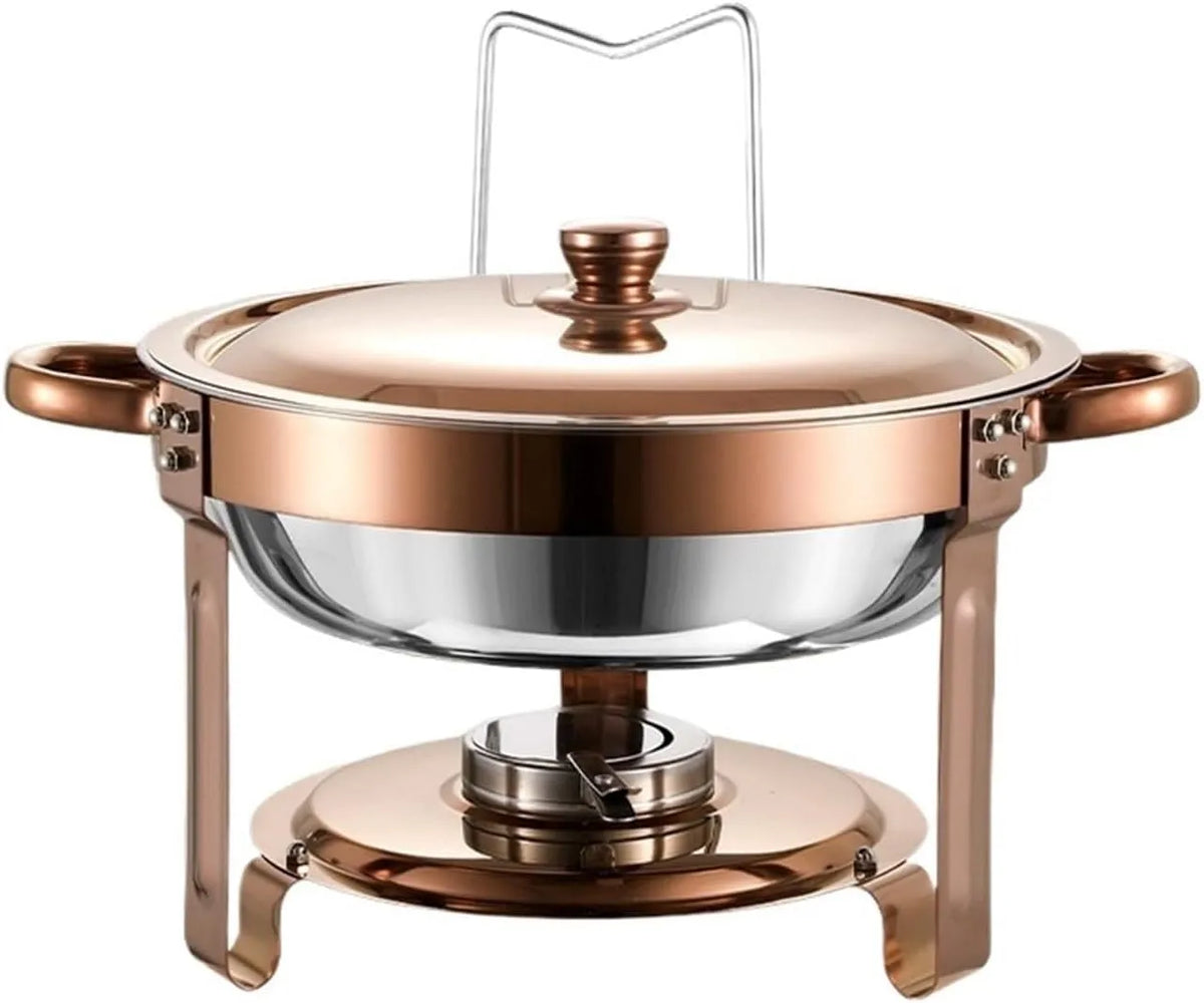 TRDEWR, Ohřívače nápojů a jídel, Potraviny Warmer- Buffet- Set kulaté nerezové oceli ohřívač potravin s 5 quart, Stříbrná, 5 l, 2800 g