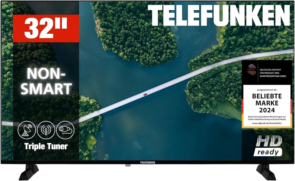 TELEFUNKEN XH32P900S, Televizory, TV 32 palců (80 cm) LED TV HD-Ready rozlišení, Černá, 80 cm, 1366x768, 2 x 6, 75 x 75 mm