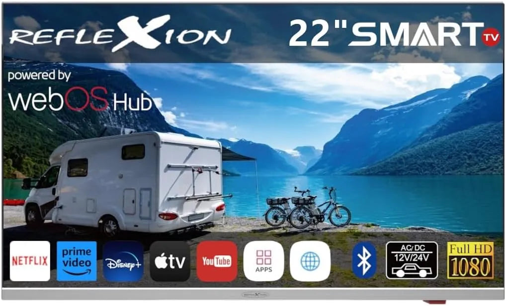 REFLEXION LDDX22IBT LDDDX2DIBT, Televizory, Reflection Smart LED TV, LG webOSHub, Bezrámová karavana / mobilní domů /, Černá / stříbrná, 230 V