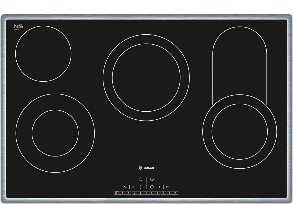 Bosch PKC845F17, Varné desky, ová série 6 elektrický sporák / skleněná keramika / šířka: 79.5 cm / DirectSelect, Černá, 79.5 cm