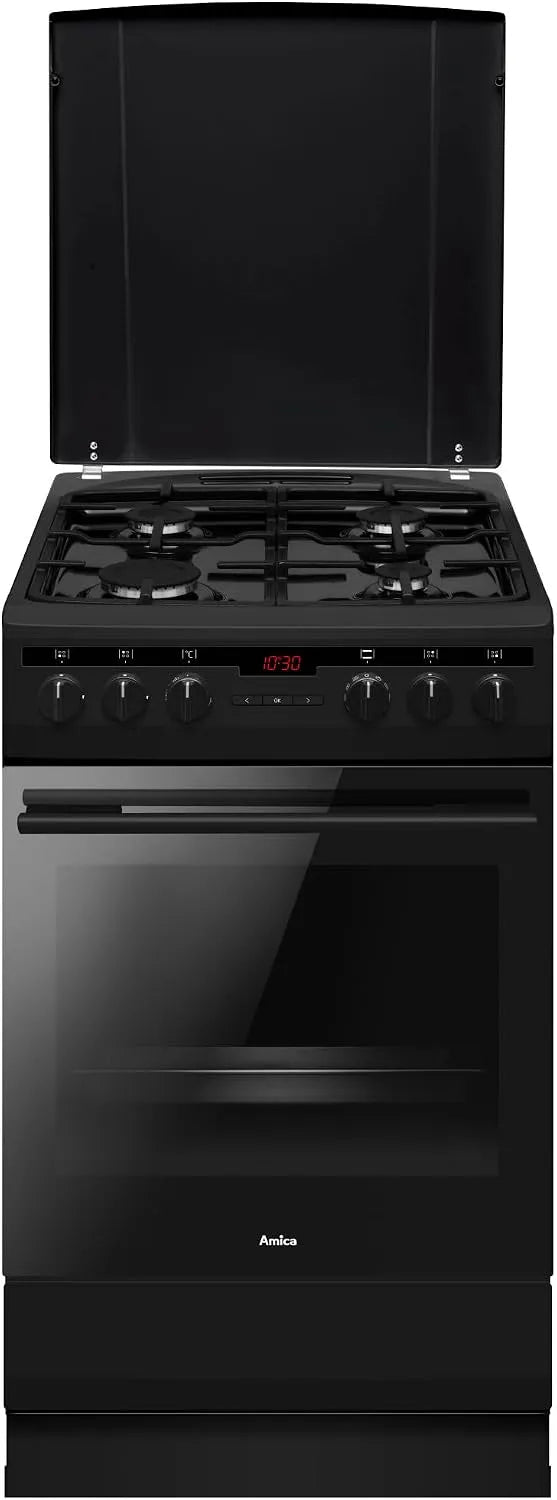 Amica, Sporáky, Standstadt 50 cm 65 L Plynový vršek černá Matt SHEG 904 000 SM, Černá, 50 cm, 65 L, 7, 4 kW, 3 l