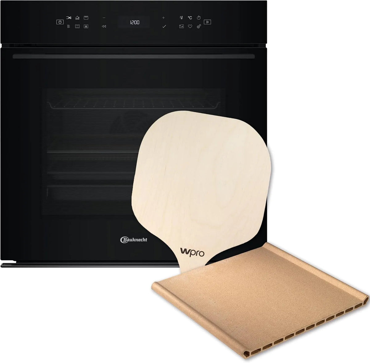Bauknecht BBI7 310C, Trouby, PIZZA built- v troubě, 60 cm, 73 l, včetně pizza kámen & dřevěný pusher, 310 ° C, Černá