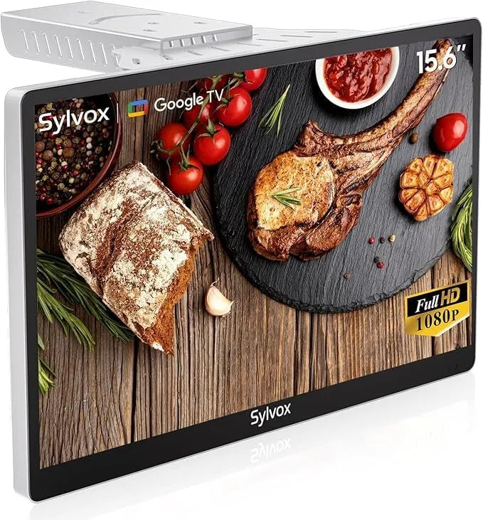 SYLVOX 1080P, Přenosné televizory, 15.6 palců kuchyně TV - Mini Smart Google TV, Full HD, Černá, 16W, 2 G, 4V