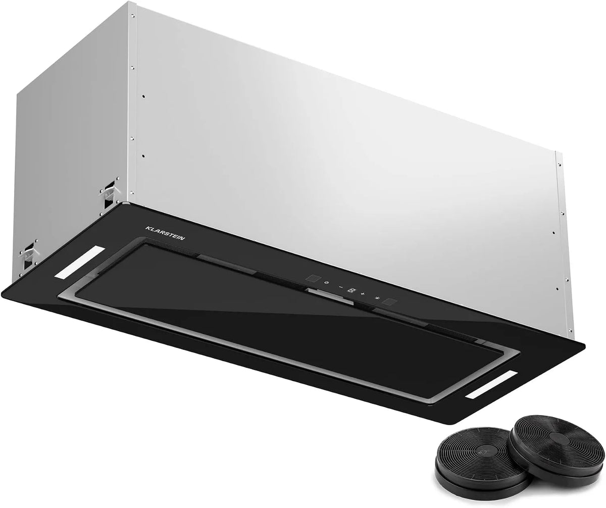 Klarstein, Nástěnné digestoře, Dostupná kapota, odsávání / cirkulace, rozsah s filtrem, LED osvětlení a dotykový, Stříbrná, 75 cm, 72 x 29