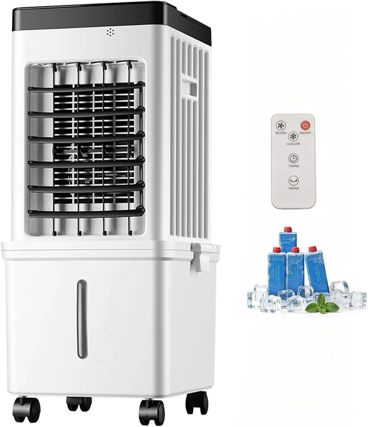 EFGETD, Odpařovací chladiče, Mobilní klimatizátor vzduchu Mobilní klimatizátor bez výfukové hadice, 15L vodní, Bílá, 15L, 4 l, 3 V, 60 dB