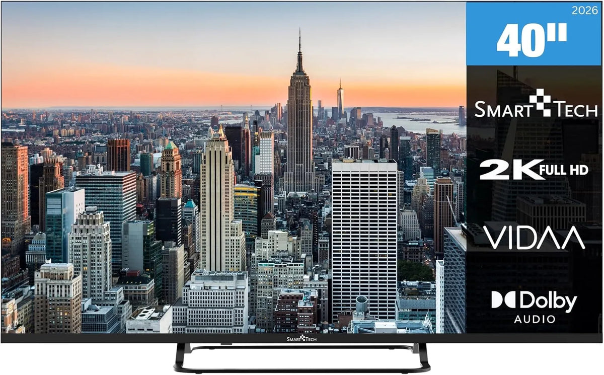 Smart Tech 40FV02V, Televizory, TV 40 palců Smart TV VIDAA s rozlišením Full HD, Černá, 02V, Full HD, 101 cm