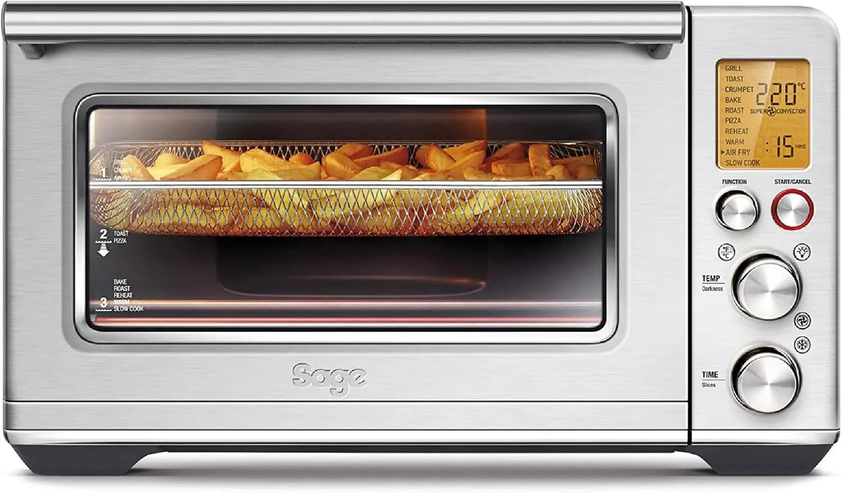 Sage, Horkovzdušné fritézy, Chytrý pečivo vzduchový fritér, broušený nerezová ocel, Stříbrná, 10 v
