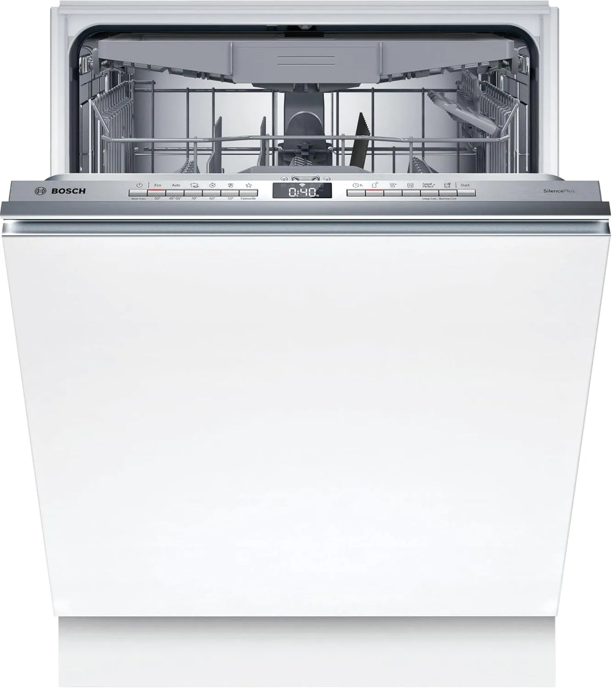 Bosch SMV4HCX19E, Myčky nádobí, 60 cm, Series 4, Smarter myčka plně integrovaná, 60 cm široká, příbory zásuvka, Stříbrná