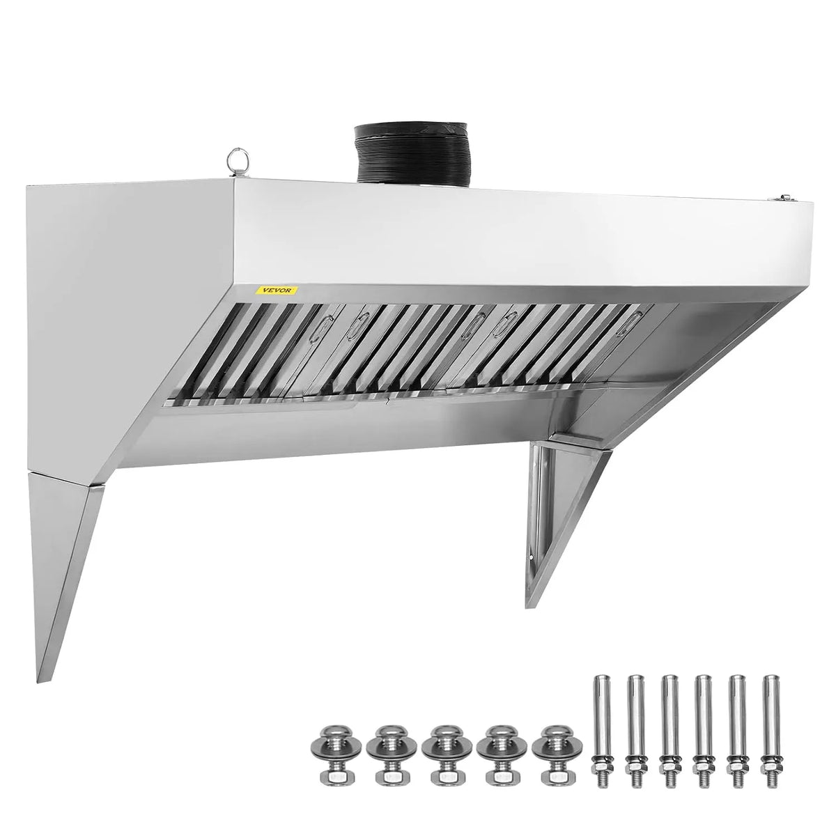 VEVOR, Nástěnné digestoře, Průmyslová paletová kapota, 2, 1 m Výfuková kapota pro nákladní vozidla, nerezová, Stříbrná, 210 cm, 5 x 19, 5 x 1