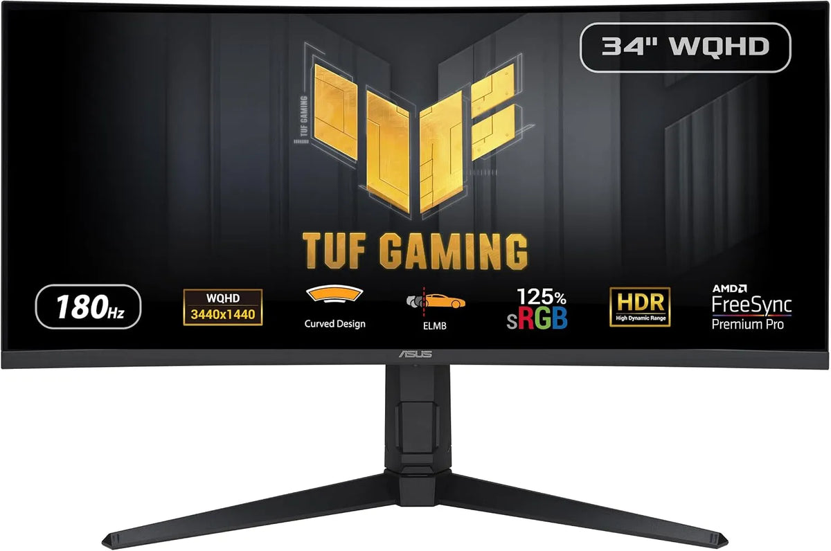 ASUS VG34VQL3A, Monitory, TUF Gaming 34 palců QHD 180Hz Ultrawide Gaming Monitor, Černá, 34V, 180Hz, 3440 x 1440