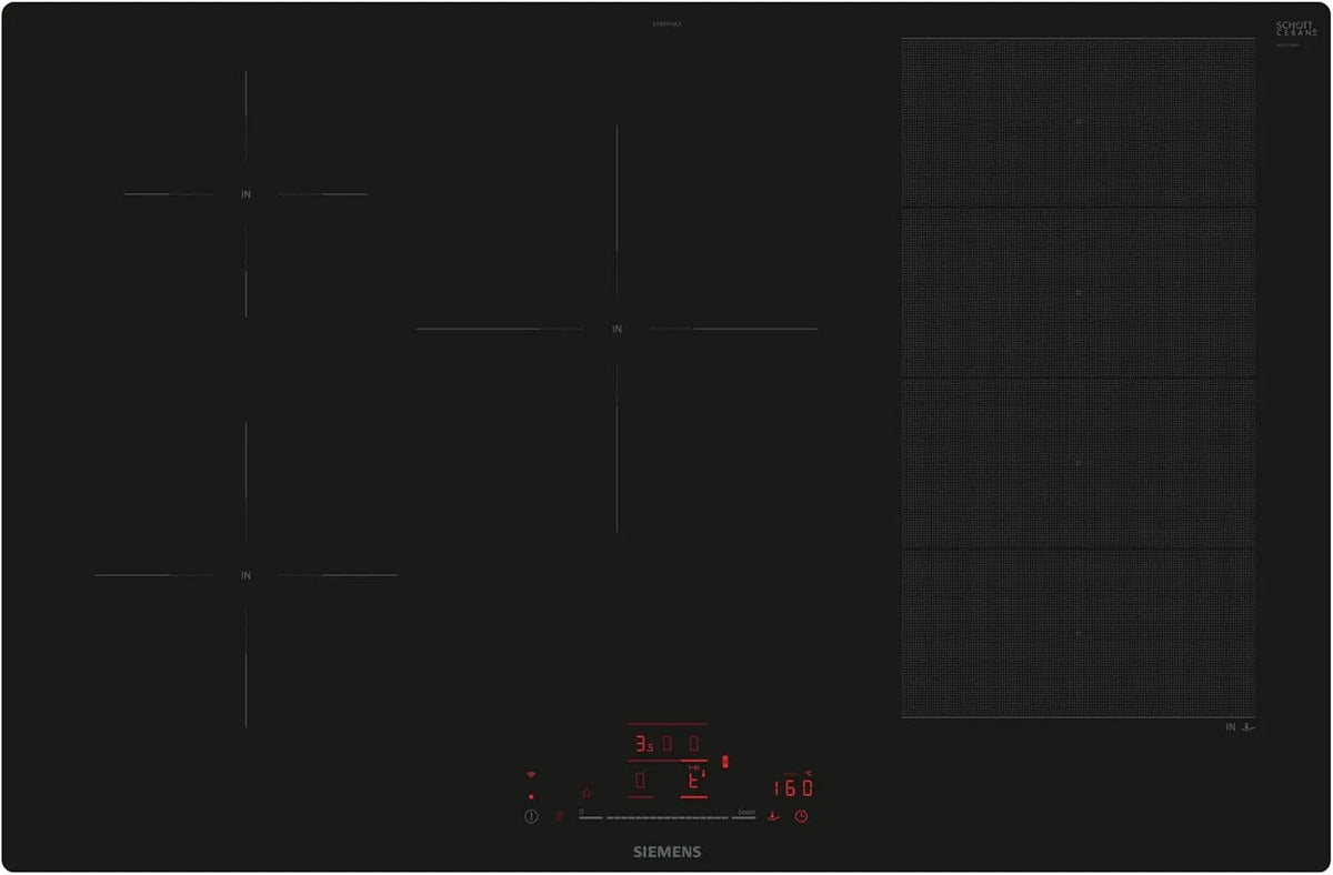 Siemens iQ700 EX801HVC1E, Varné desky, Smart induction hob 80 cm varioInduction, Černá, 80 cm