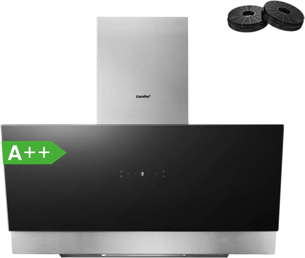 Comfee 867m3 ANGJ72B-90PRO-EU, Nástěnné digestoře, Bezhlavá kapota řady 90cm A + + / h, Černá / stříbrná, 90cm, 1190mm, 68 dB