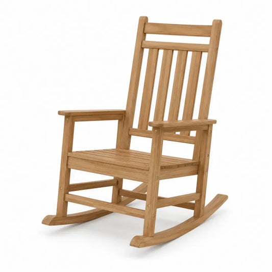 Silla mecedora de exterior madera maciza de acacia natural con reposabrazos 60 cm 85 cm 95 cm