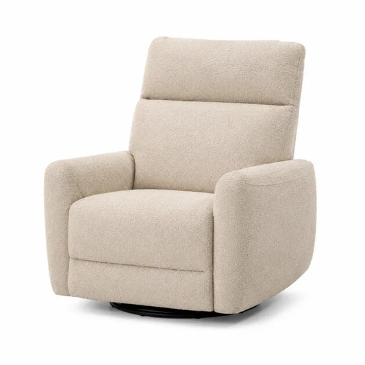 sillón giratorio de salón tapizado en poliéster beige 80 cm x 85 cm x 78 cm base metálica negra estructura de madera contrachapada