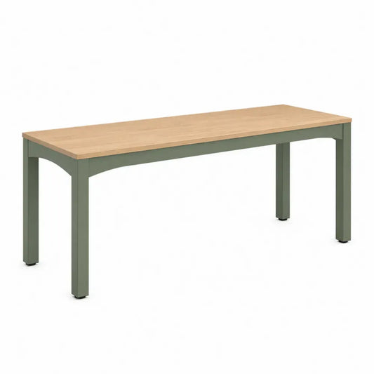 Escritorio rectangular con tablero de partículas efecto madera natural y estructura de acero verde grisáceo 120 x 60 x 75 cm