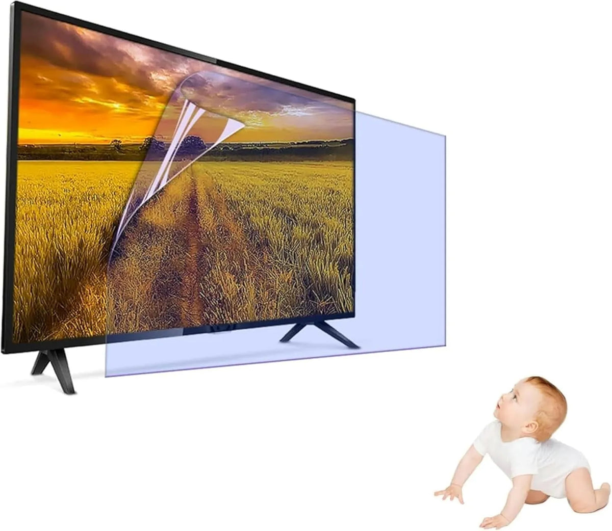 FLTRGO, Ochranné prvky obrazovky TV, Ochranný film obrazovky pro 32 až 77 palců televize, antireflexní, antiUV, Modrá, 7 v, 4k, qled