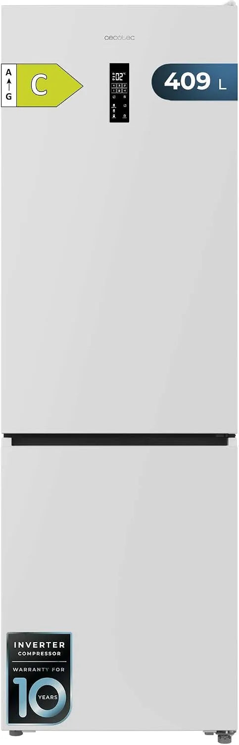 Cecotec, Kombinované chladničky s mrazákem, lednička s vlakovým vagonem, 409 l, Total No Frost Bolero CoolMarket Combi 409, Bílá, 409 W