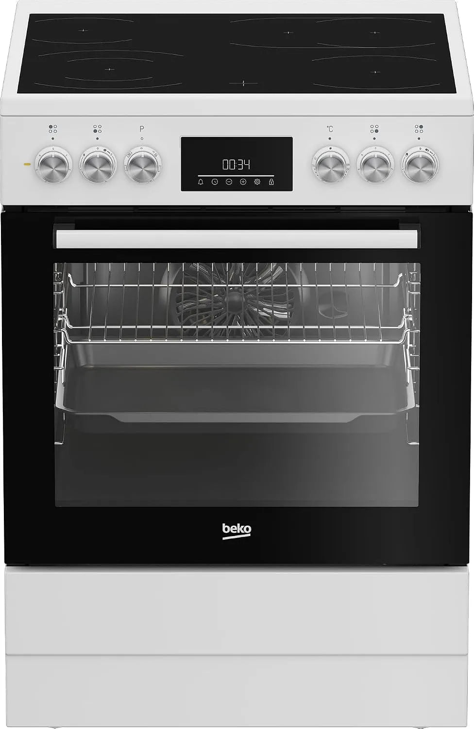 Beko FBM67320WS FBMM67320WS, Sporáky, kamna na volně stojící, 60 cm trouba, 72 l objem, parní čištění SteamShine, 8, Bílá, 67320W, 60 cm, 72 l