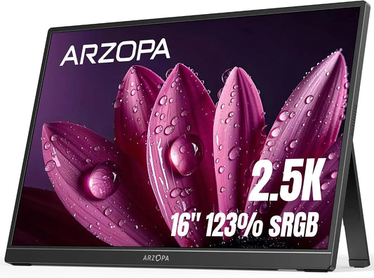 ARZOPA PS4/5 2.5K, Monitory, Přenosný monitor, 16 palců 2560x1600 HDR 10bit QHD USB-C HDMI Laptop Monitor, 16, Černá, 2560x1600, 16.0 '