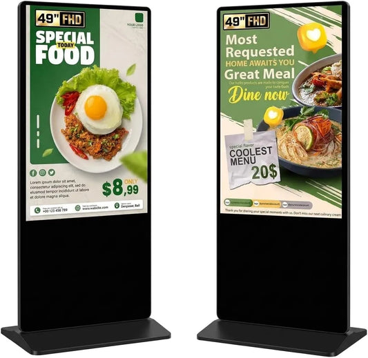 YCKJNB, Monitory, 49 palců Digitální zákaznická zátka, FHD LCD IPS Digitální reklamní displej s OS, Černá, 3l