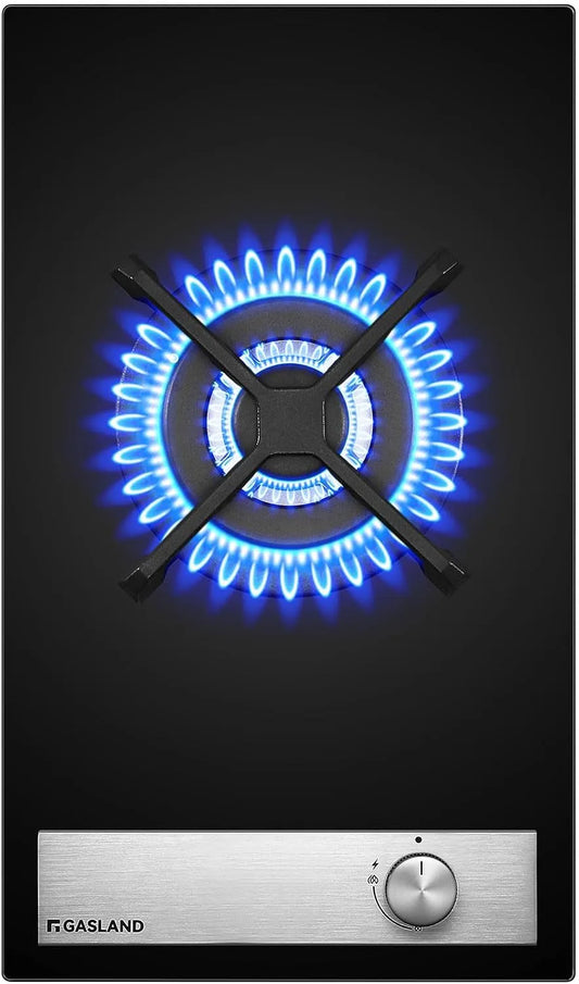 GASLAND GH12BF, Varné desky, GALAND sklo Gas Kochfeld Wok Brenner, 30 cm Instalace plynu Autopark Gas, Černá, 30 cm, 3400 W, 3, 4 kW, 240 V