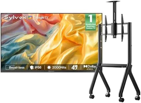 SYLVOX Pro/2026, Televizory, Outdoor TV 43 palců, 4K Randloar Smart Google TV s 2000 nity, Dolby Atmos, WiFi &, Černá, 4K, 56 V, 3840x2160, 12W