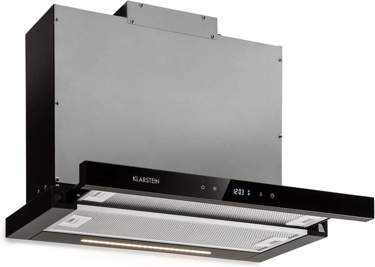 Klarstein, Podstavné digestoře, Clearstein Mariana Neo 60 range hood, 60 cm, EEK A, 640 m3 / h, nucený vzduch a, Černá, 150 W, 3W, 2 v