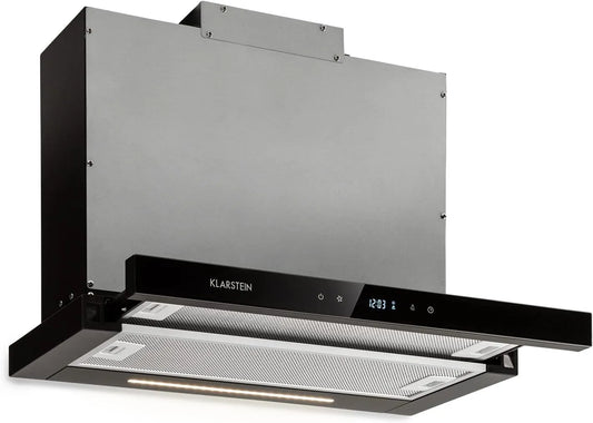 Klarstein, Podstavné digestoře, Clearstein Mariana Neo 60 range hood, 60 cm, EEK A, 640 m3 / h, nucený vzduch a, Černá, 150 W, 3W, 2 v