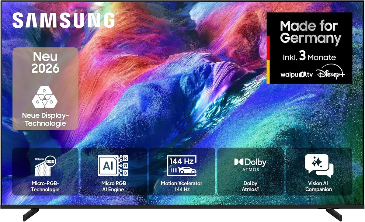 Samsung R85H, Přenosné televizory, Micro RGB 4K 55 palců (138 cm), UHD TV, Micro RGB HDR + & AI Engine pro, Černá, 4K, 138 cm, 144Hz, 4 x 70