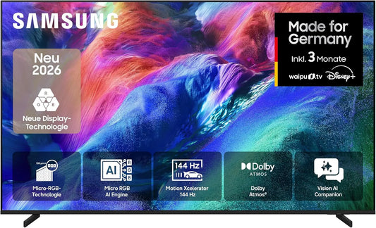 Samsung R85H, Přenosné televizory, Micro RGB 4K 55 palců (138 cm), UHD TV, Micro RGB HDR + & AI Engine pro, Černá, 4K, 138 cm, 144Hz, 4 x 70