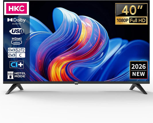 HKC H40Q1F-NS, Přenosné televizory, TV 40 palců (100cm), Full HD bez funkce Smart, Černá, 100cm, Full HD, 45x1, 100 x 100 mm