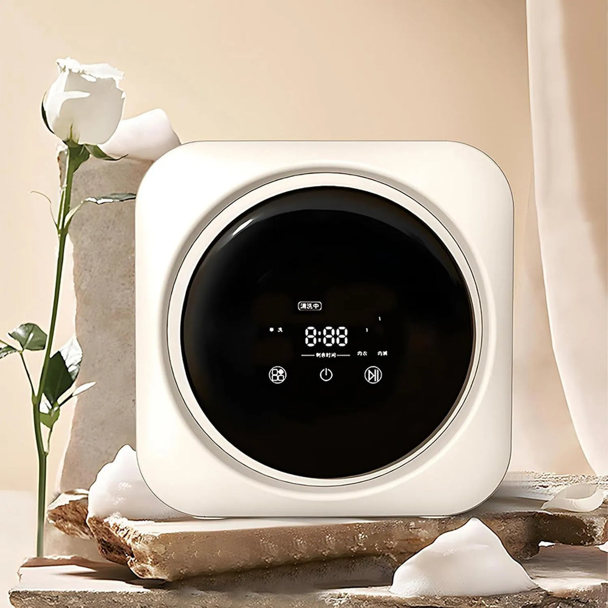 SHAHRYAR, Pračky se sušičkou, SHEHRYAR Mini- Pračka s LCD panelem, 170 W, vnitřní buben z nerezové oceli, Stříbrná, 3, 5 l, 36 W, 220 V