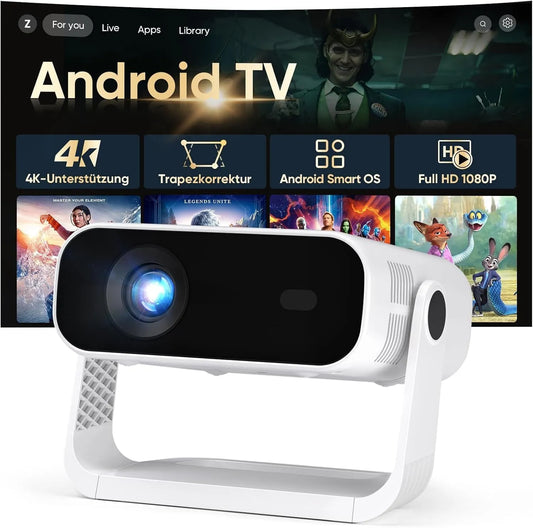 Wielio 4K-Dekodierung 1080P, Projektory, 2026 Nový inteligentní Mini Beamer integrovaný APP, Android 14, Podporuje a 4K, Šedá, 4K, 20000 L