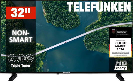TELEFUNKEN XH32P900S, Televizory, TV 32 palců (80 cm) LED TV HD-Ready rozlišení, Černá, 80 cm, 1366x768, 2 x 6, 75 x 75 mm