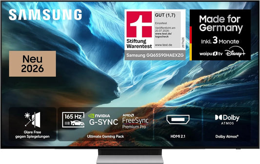 Samsung S90H, OLED displeje, OLED 4K 65 palců (163 cm), UHD TV, antireflexe s Glare Free, OLED HDR +, Ultimate, Černá, OLED, 4K, 163 cm, 165Hz