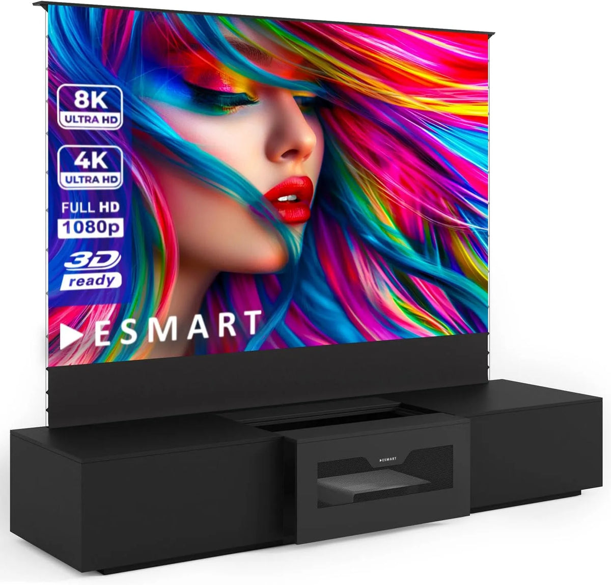 ESMART, Canvases, FSX ALR displej + FSXL spodní deska, celková šířka 250 cm, látka šedá, 250 cm, 221 × 125 cm, 8K, 4K