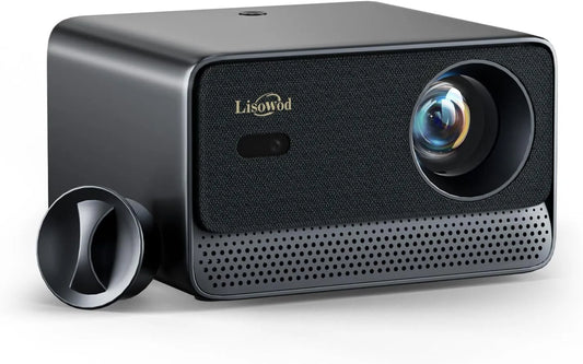 Lisowod Beamer-4K 1080P, Projektory, Beamer 4K kompatibilní s Netflix & Dolby Audio, Autofocus, HDMI CEC, Černá, 4K, 2, 4 G, 5 G, 3.5mm