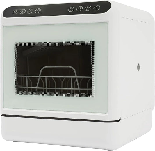 Linanty, Stolní myčky nádobí, Stolní myčka 1100W, mini myčka s 6L vodní nádrží, kompaktní myčka se 4 programy, Bílá, 1100W, 6L, 1.32 g, 220V