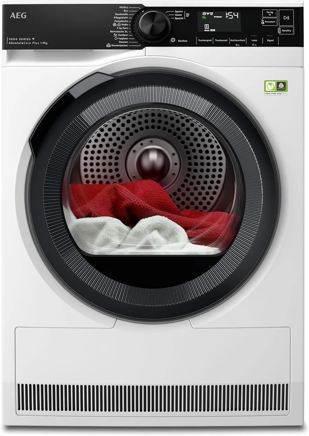 AEG 3D-Scan TR9W75790, Sušičky s tepelným čerpadlem, WiFi vysoušeč tepla 9 kg, série 9000 AbsoluteCarePlus: sušení, přesné sušení s 3D, Černá