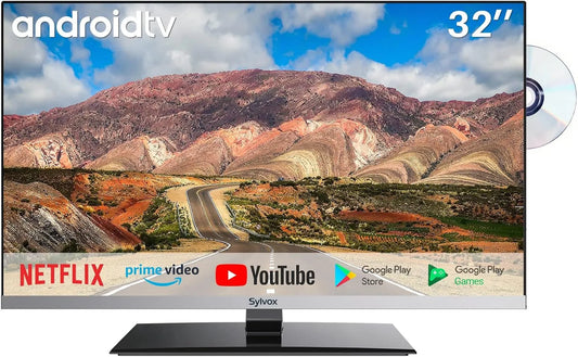 SYLVOX, Přenosné televizory, 32 palců Smart RV TV, bezrámový Android 11 TV, Černá, Full HD, 1920 × 1080, 12V, 32V