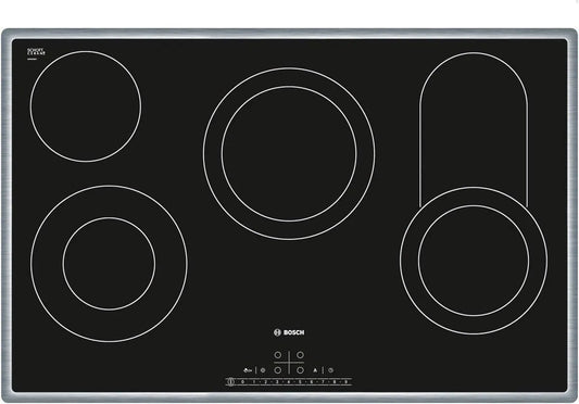 Bosch PKC845F17, Varné desky, ová série 6 elektrický sporák / skleněná keramika / šířka: 79.5 cm / DirectSelect, Černá, 79.5 cm