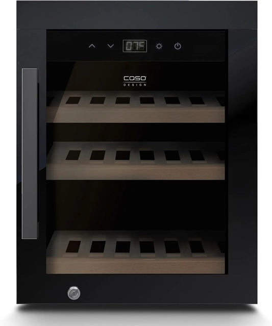 Caso, Nápojové chladničky, WineExclusive 12 vinných ledniček pro 12 lahví, 1 zóna, 5-20 ° C, kompresor, UV, Černá, 12 v, 12 l, 310 mm, 3v