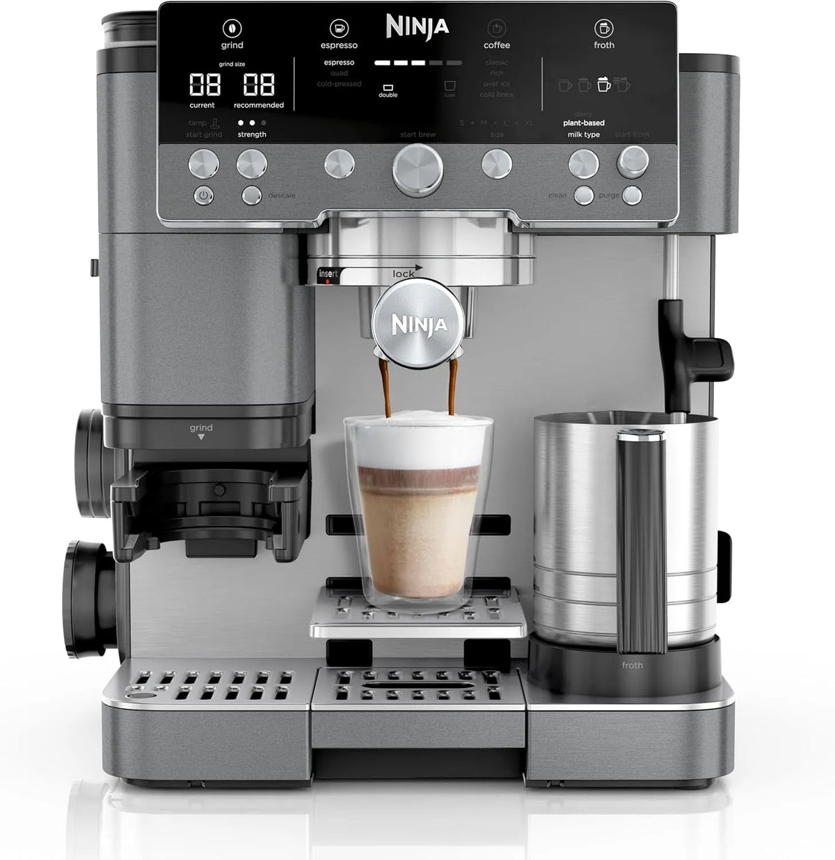 Ninja 3-in-1 ES601EUGM, Kávovary a přístroje pro přípravu kávy, Luxe Café Premier kávovar, kovový šedý, Šedá, 34, 4 cm, 17 kg