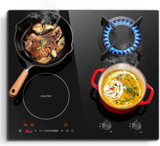 SNDOAS, Varné desky, 60cm Kombinace plynové plotýnky, 7500W s zástrčkou, Černá, 60cm, 7500W, 2400W, 1000W