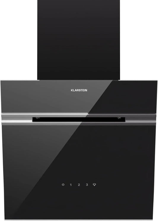 Klarstein, Nástěnné digestoře, Alina rozsah kapoty - 570 m3 / h hlavička, ovládání dotyku, LED osvětlení, Černá, 54 dB, 8 x 114 x 37, 6 cm