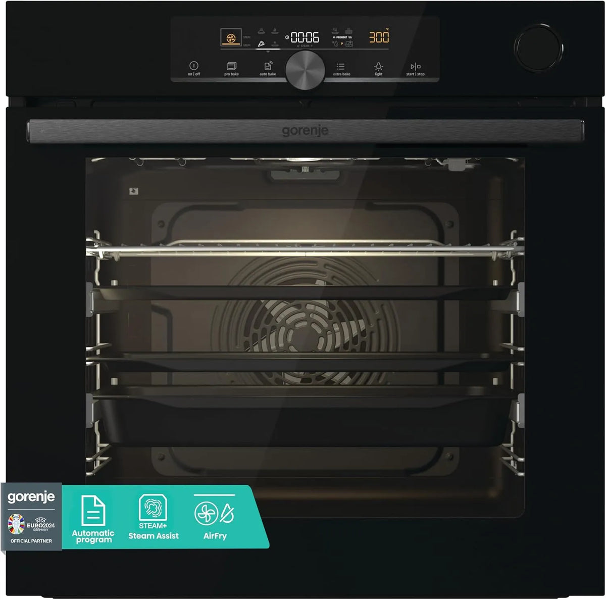 Gorenje A04BG, Trouby, 738009 OptiBake Advanced BSA 6747 Built-in troub / 77L / Hydro / Hot air /, Černá, 77L, 5 x 59, 5 x 56