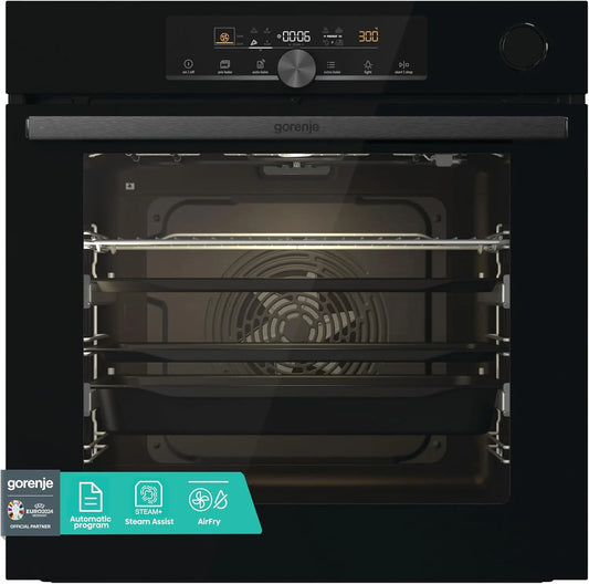 Gorenje A04BG, Trouby, 738009 OptiBake Advanced BSA 6747 Built-in troub / 77L / Hydro / Hot air /, Černá, 77L, 5 x 59, 5 x 56
