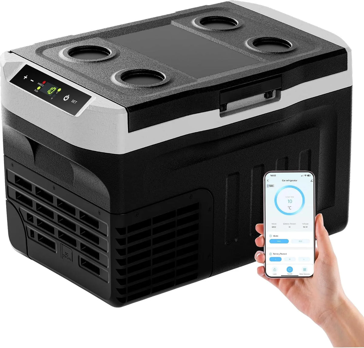 EUHOMY 12/24V 220-240V, Chladničky, 21L Kompresor lednice -20 ° C ~ 20 ° C, 12V autolednice, přenosný mrazák 12 / 24V, Bílá, 24V, 21L, 12V